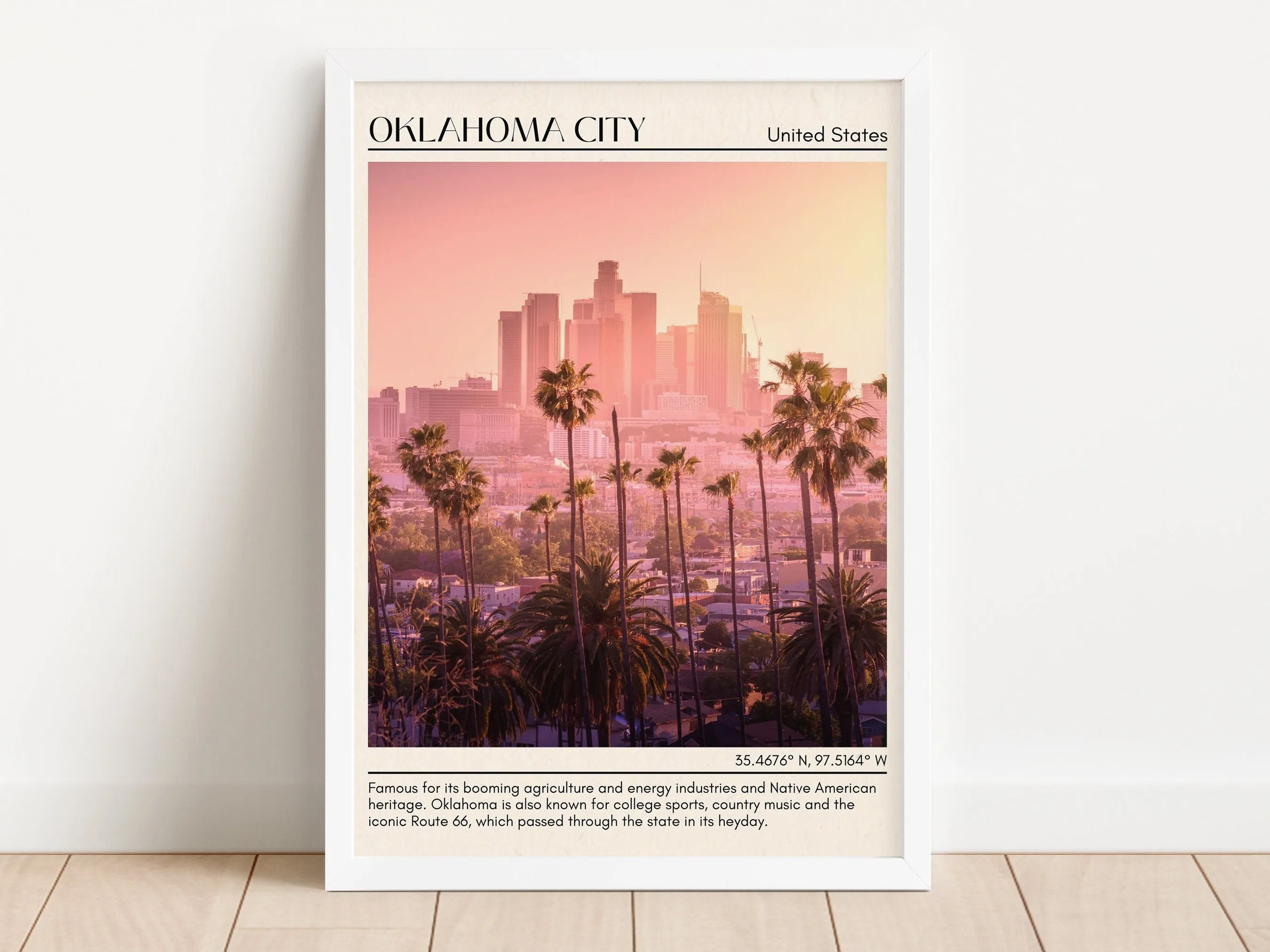 Oklahoma City Minimal Wall Art, Oklahoma, USA
