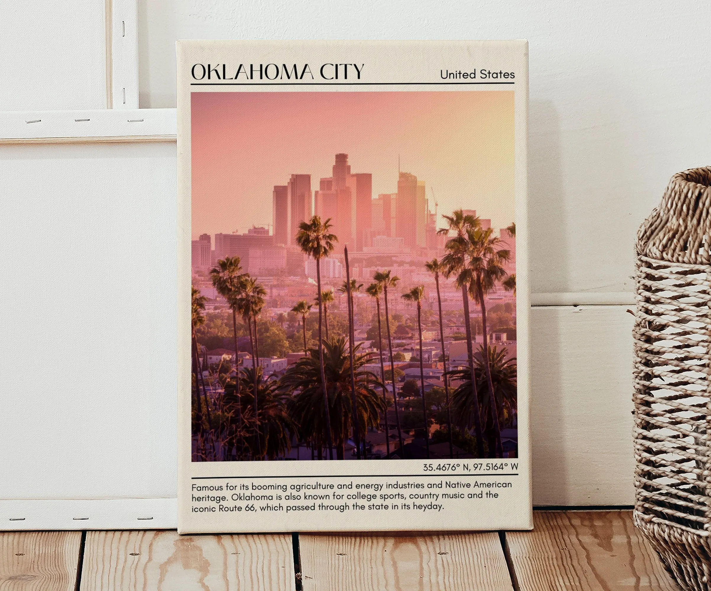 Oklahoma City Minimal Wall Art, Oklahoma, USA
