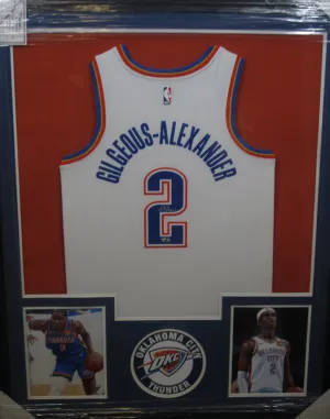 Oklahoma City Thunder Shai Gilgeous-Alexander Hand Signed Autographed Authentic White Jersey Framed & Matted with FANATICS Authentic COA