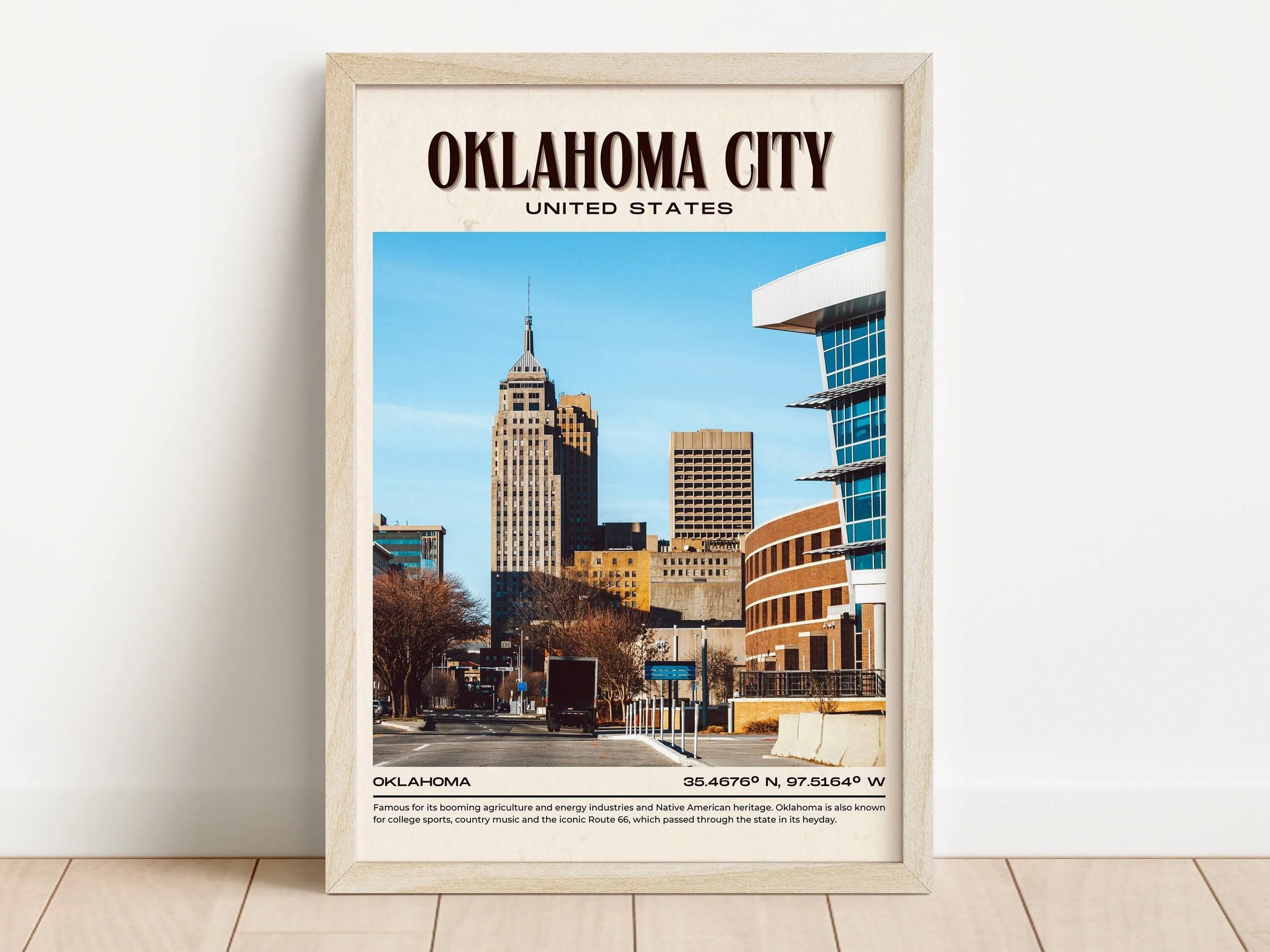 Oklahoma City Vintage Wall Art, Oklahoma, USA