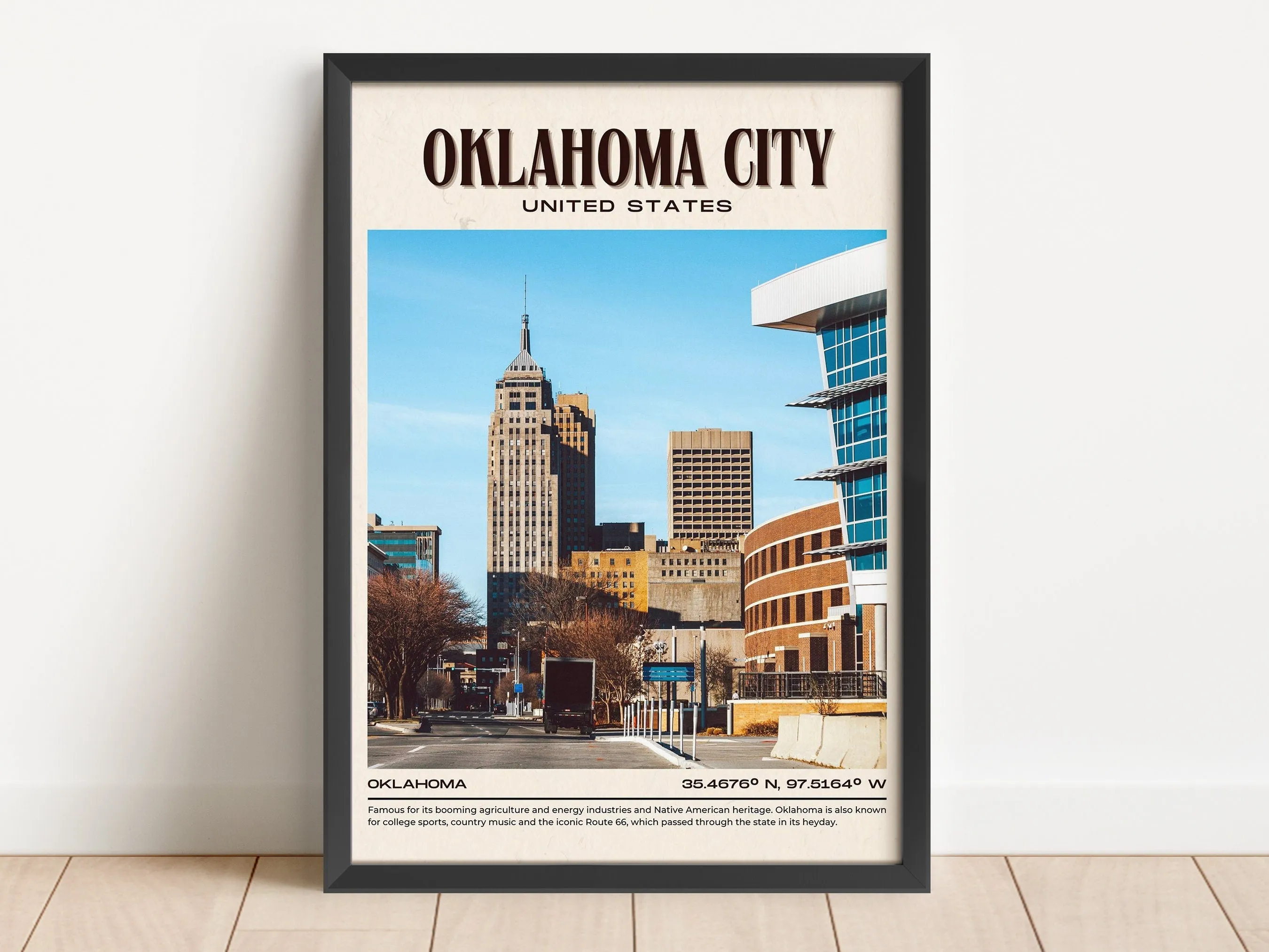 Oklahoma City Vintage Wall Art, Oklahoma, USA