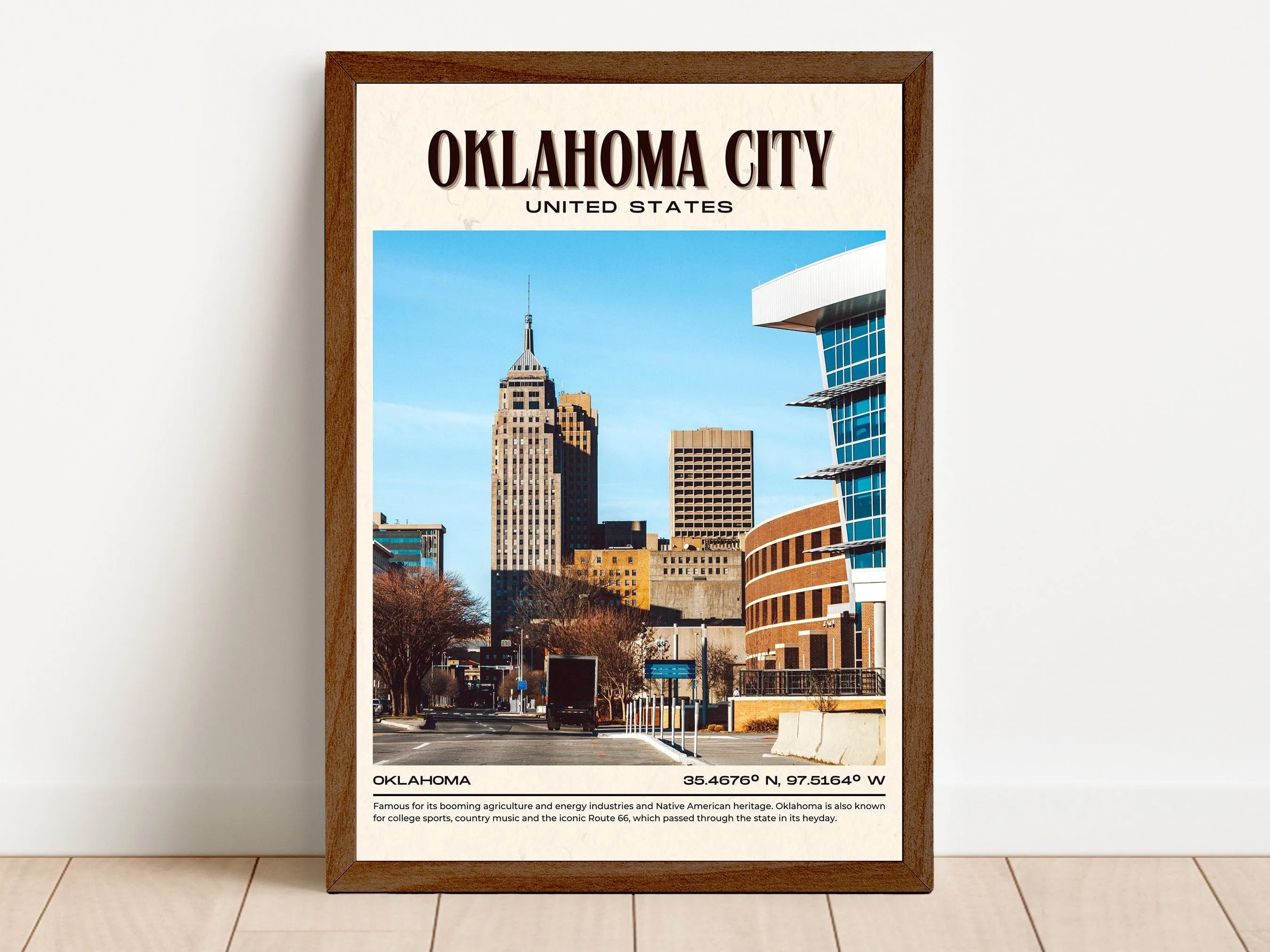 Oklahoma City Vintage Wall Art, Oklahoma, USA