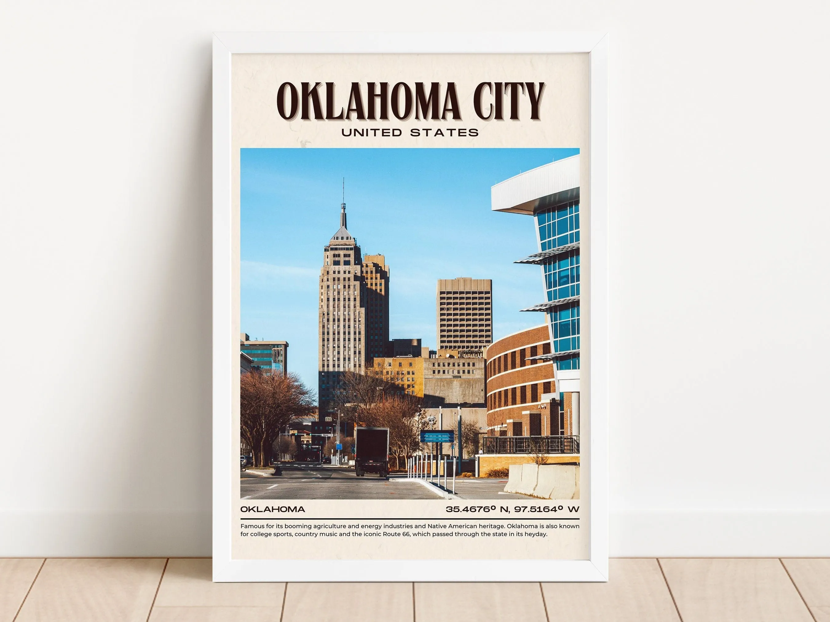 Oklahoma City Vintage Wall Art, Oklahoma, USA