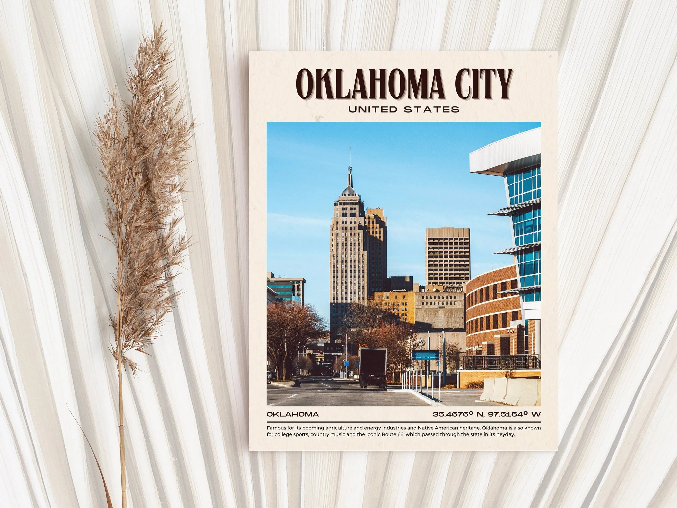 Oklahoma City Vintage Wall Art, Oklahoma, USA