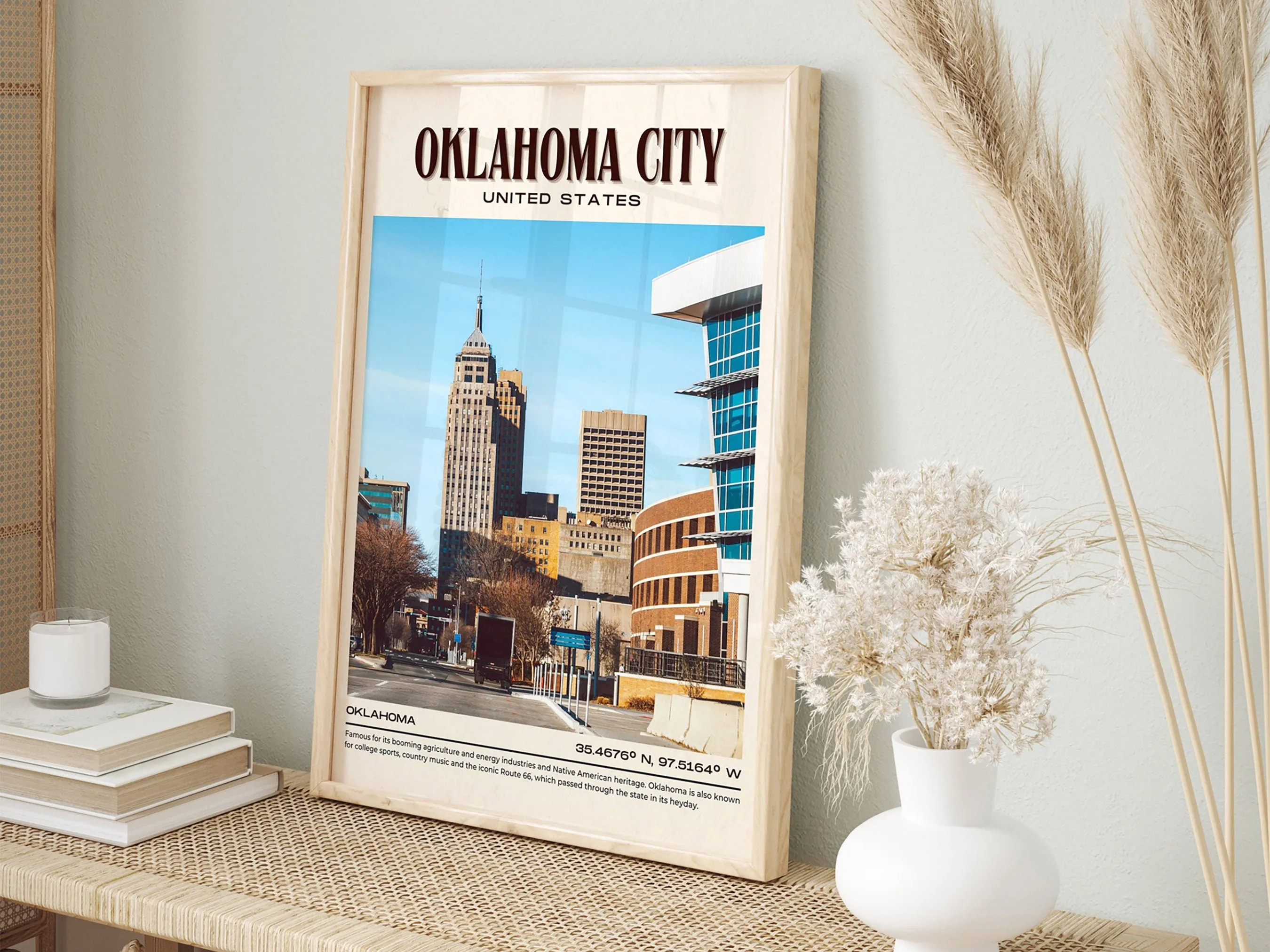 Oklahoma City Vintage Wall Art, Oklahoma, USA