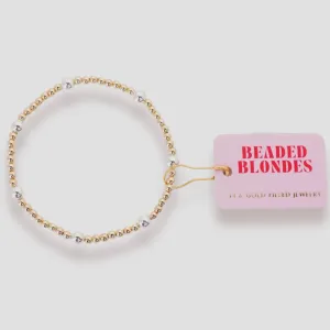 Olive Bracelet in Gold with Silver Beaded Bracelet: Standard 6.75 inch
