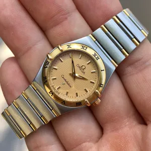 Omega Constellation Ladies Two Tone Steel Gold Champagne Quartz 25mm Wristwatch