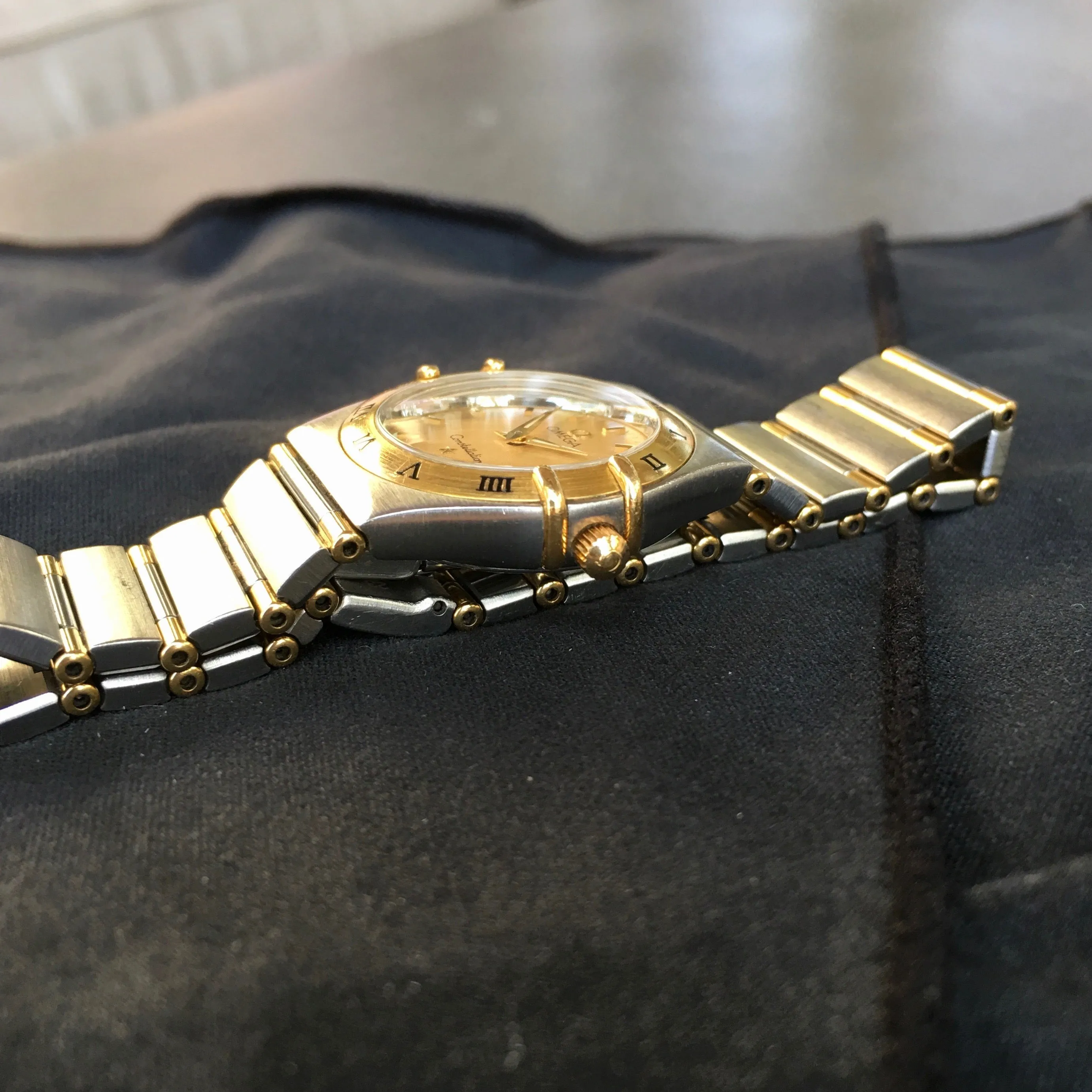 Omega Constellation Ladies Two Tone Steel Gold Champagne Quartz 25mm Wristwatch