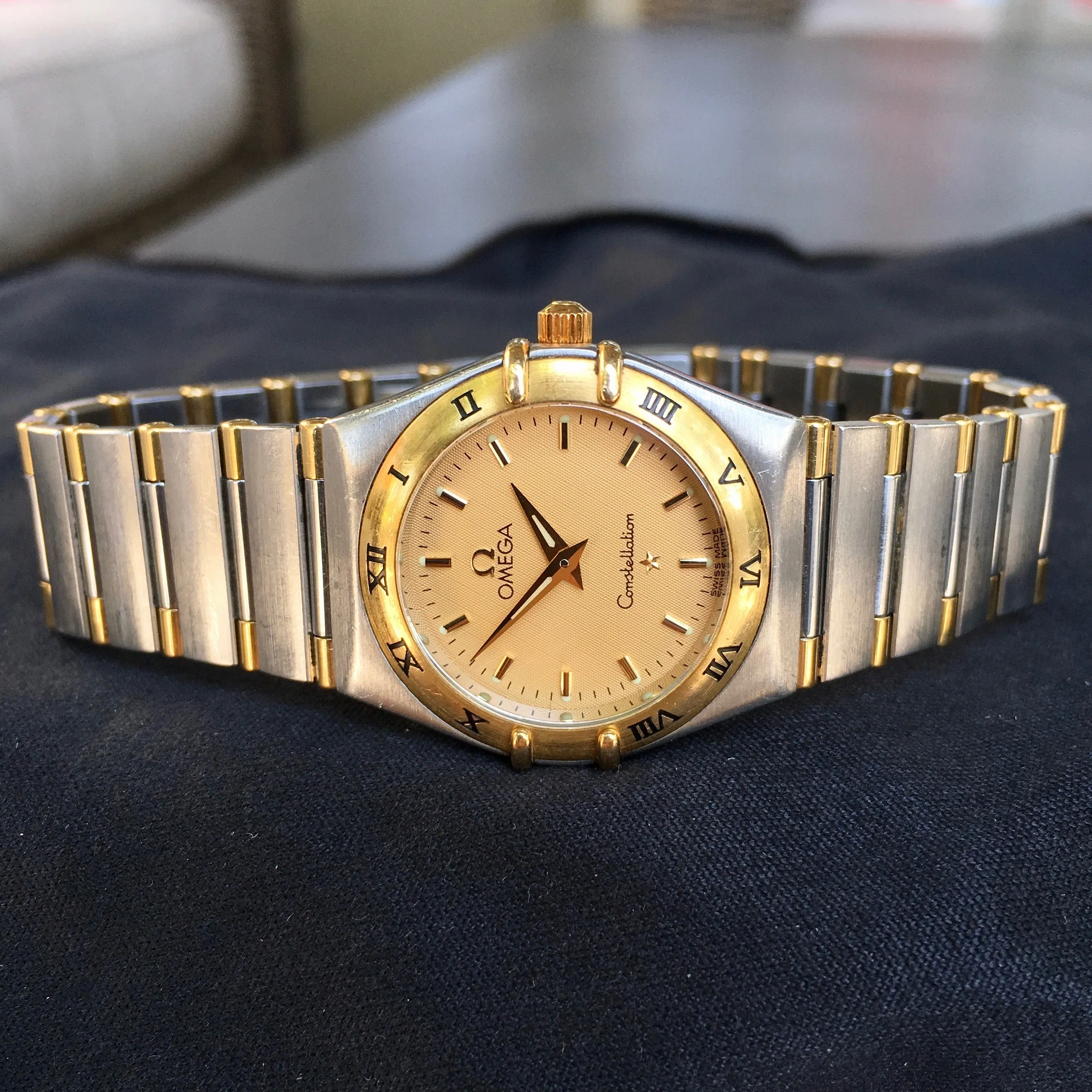 Omega Constellation Ladies Two Tone Steel Gold Champagne Quartz 25mm Wristwatch
