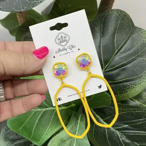 On the Rocks Earrings - AB Oval Yellow