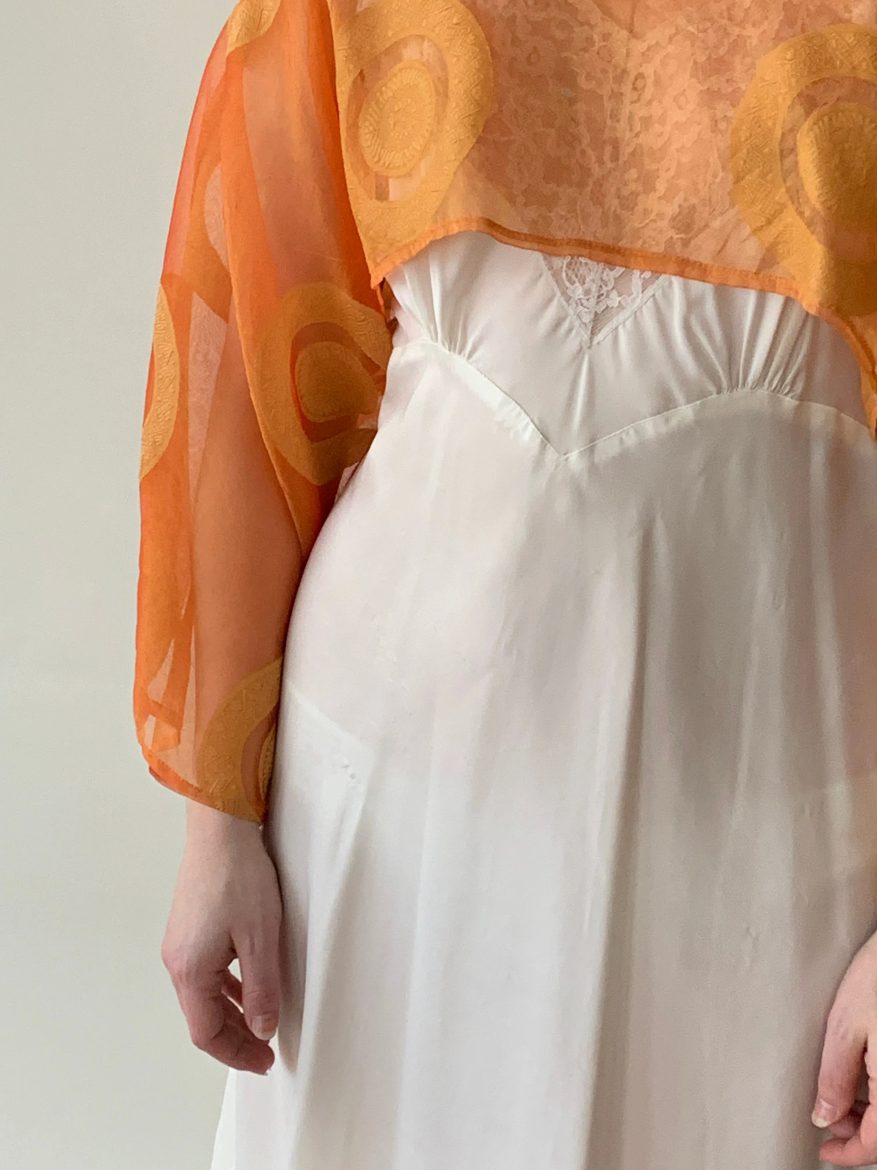 Orange brocade crop blouse