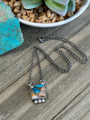 Orange Square Necklace