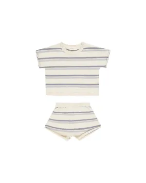 ORGANIC Relaxed Summer Knit Set || Blue Stripe