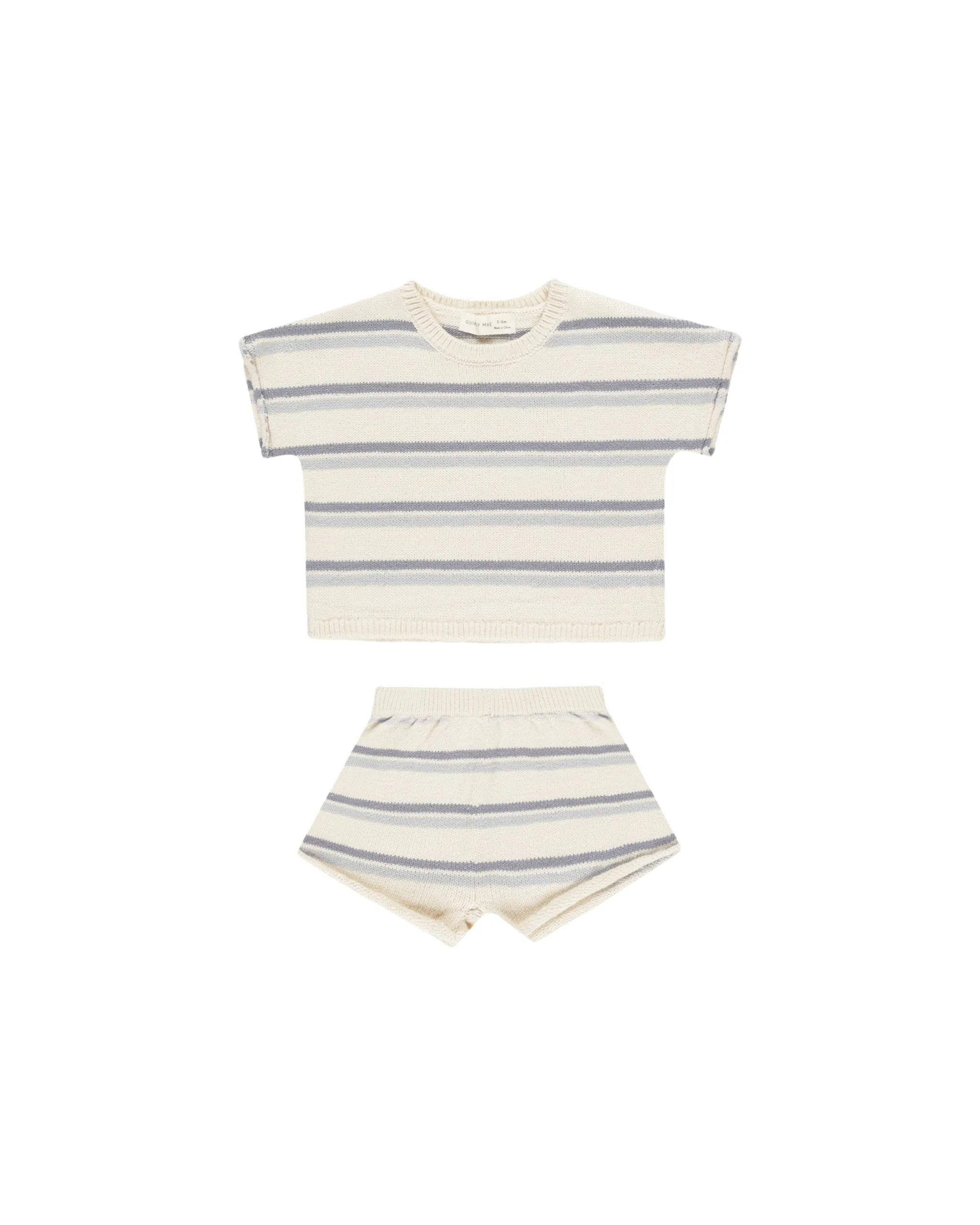ORGANIC Relaxed Summer Knit Set || Blue Stripe