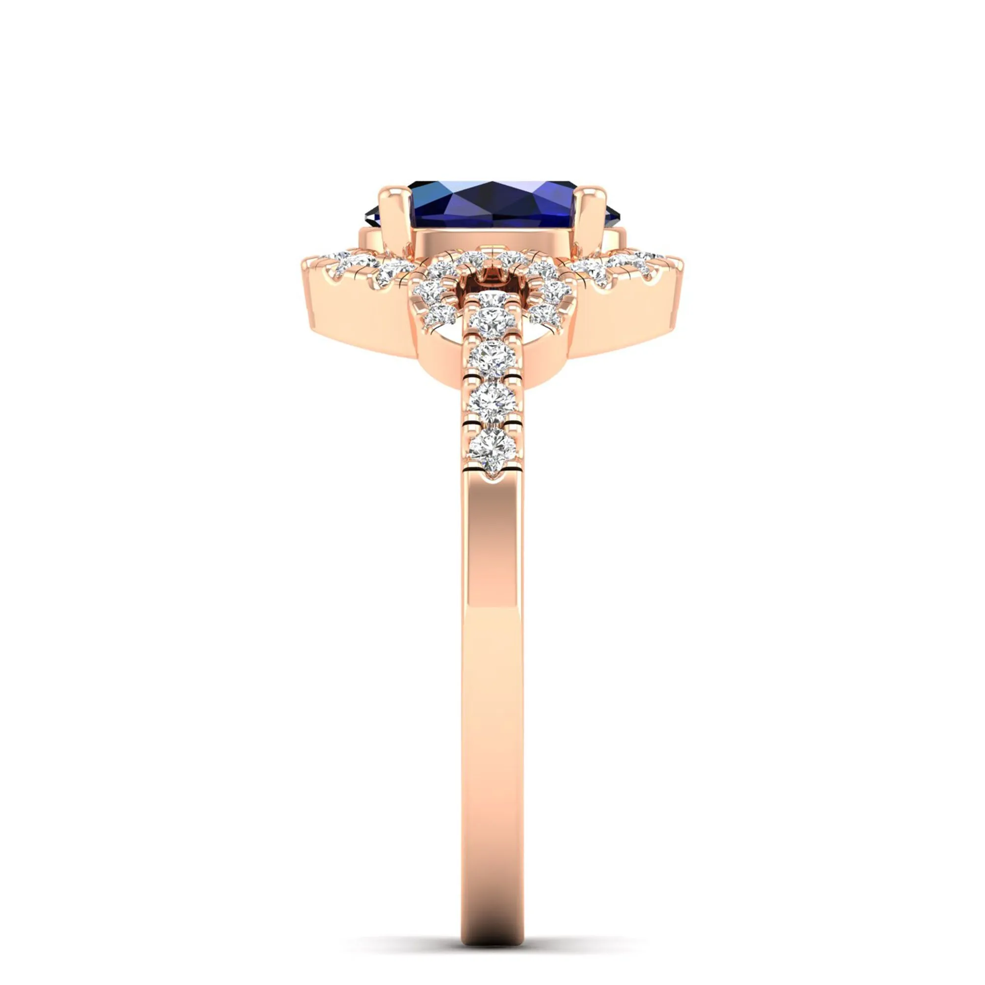 Oval Sapphire and Infinity Diamond Ring
