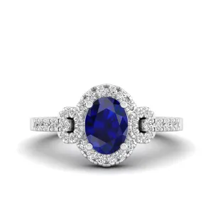 Oval Sapphire and Infinity Diamond Ring