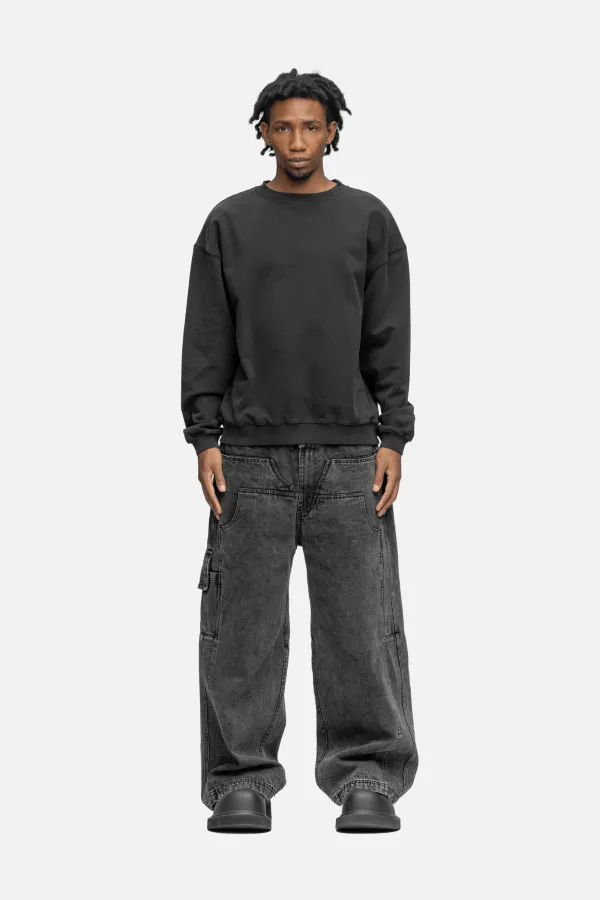 OVERSIZED SWEATSHIRT WASHED BLACK