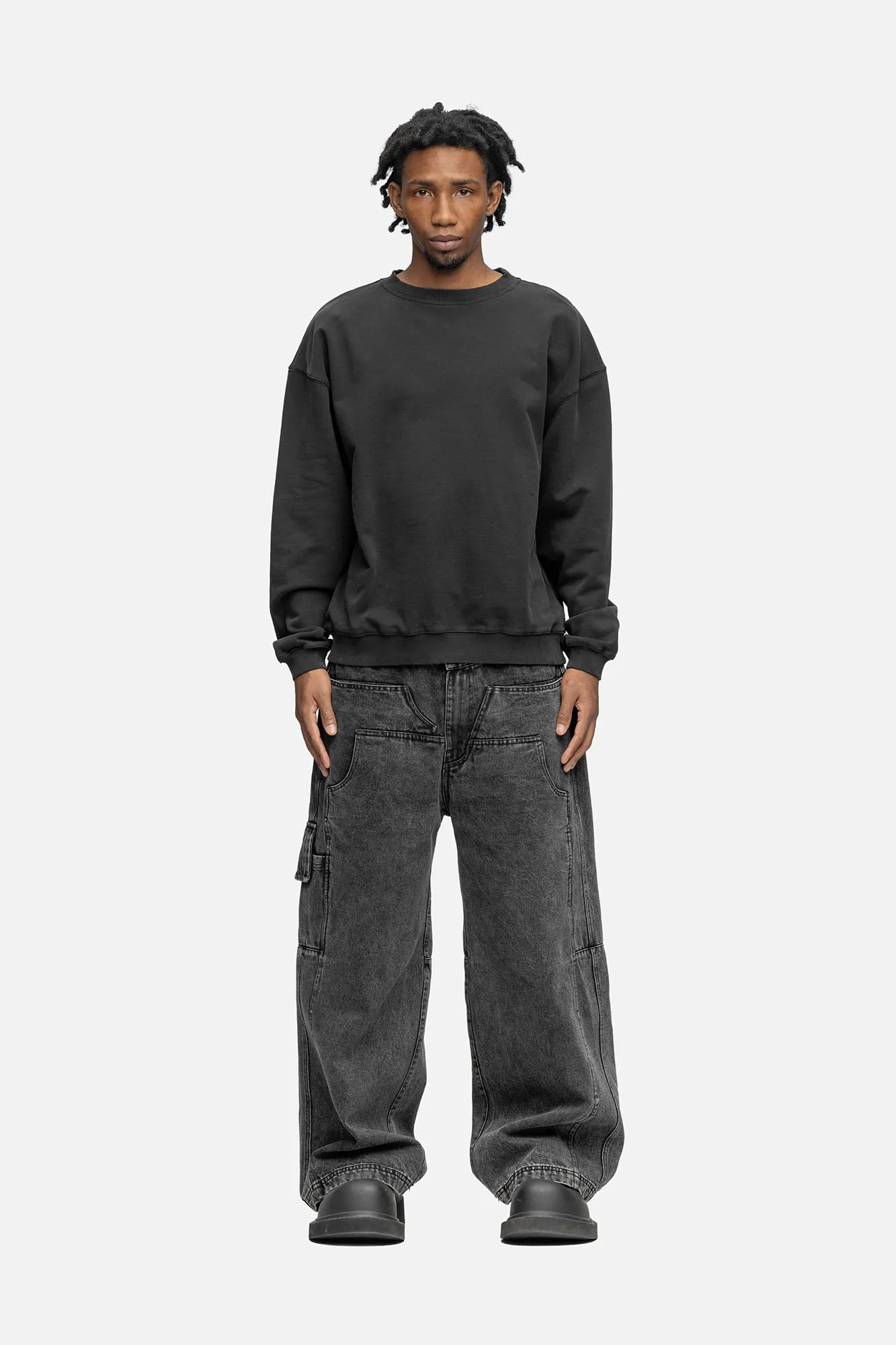 OVERSIZED SWEATSHIRT WASHED BLACK