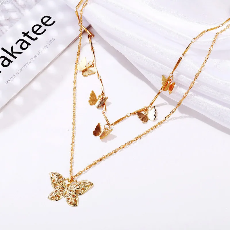 Pack of 2 Layered Star Coin Line & Butterfly Pendant