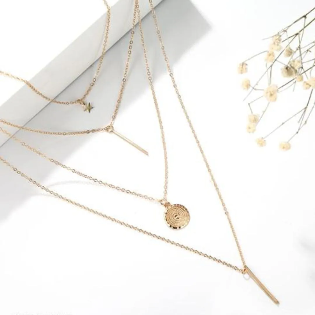 Pack of 2 Layered Star Coin Line & Butterfly Pendant