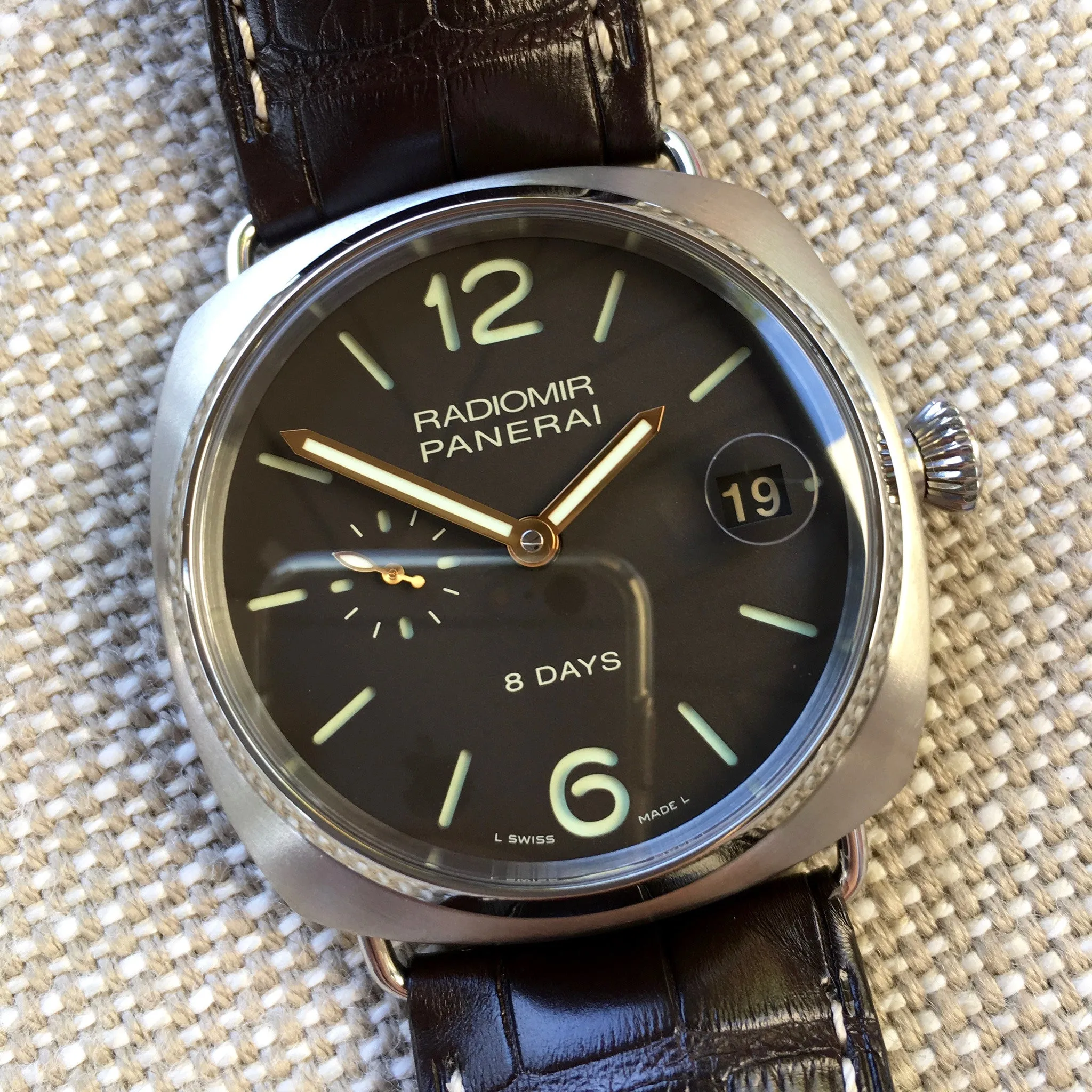 Panerai Radiomir PAM 346 Titanium 8 Days 45mm Brown Leather Wristwatch