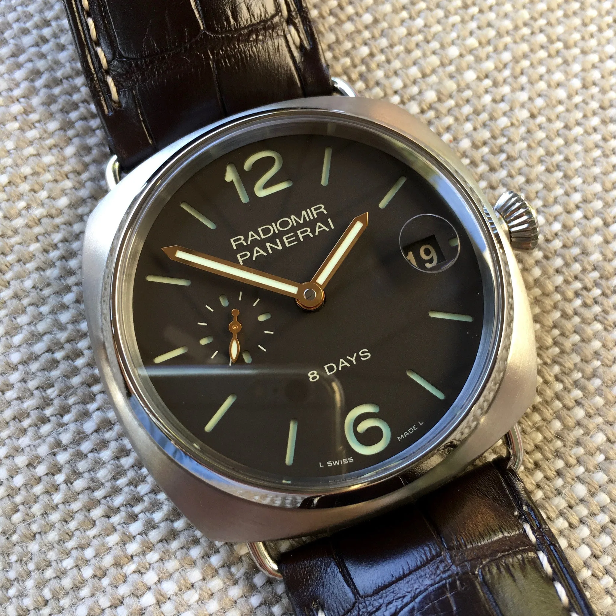 Panerai Radiomir PAM 346 Titanium 8 Days 45mm Brown Leather Wristwatch