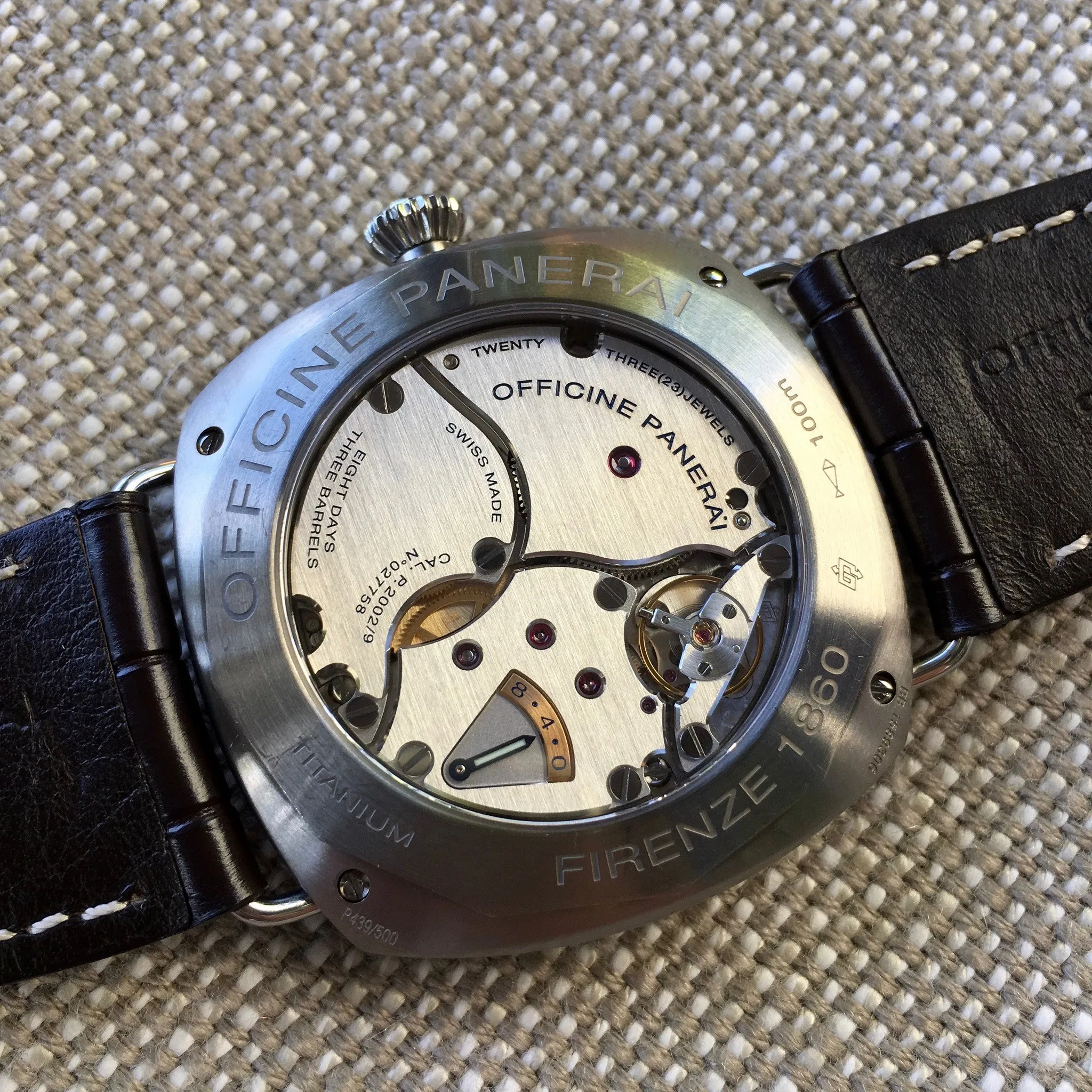 Panerai Radiomir PAM 346 Titanium 8 Days 45mm Brown Leather Wristwatch