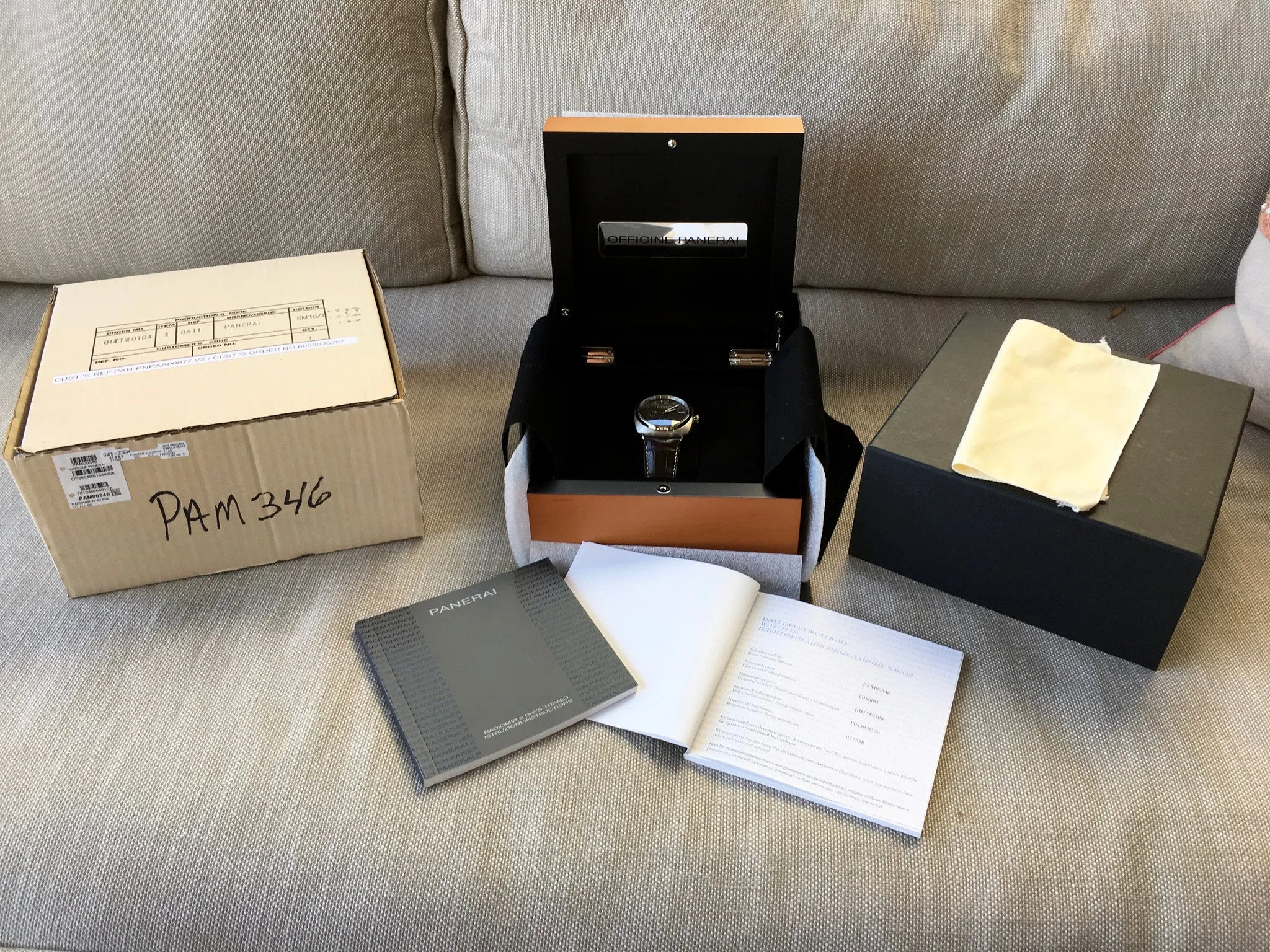 Panerai Radiomir PAM 346 Titanium 8 Days 45mm Brown Leather Wristwatch