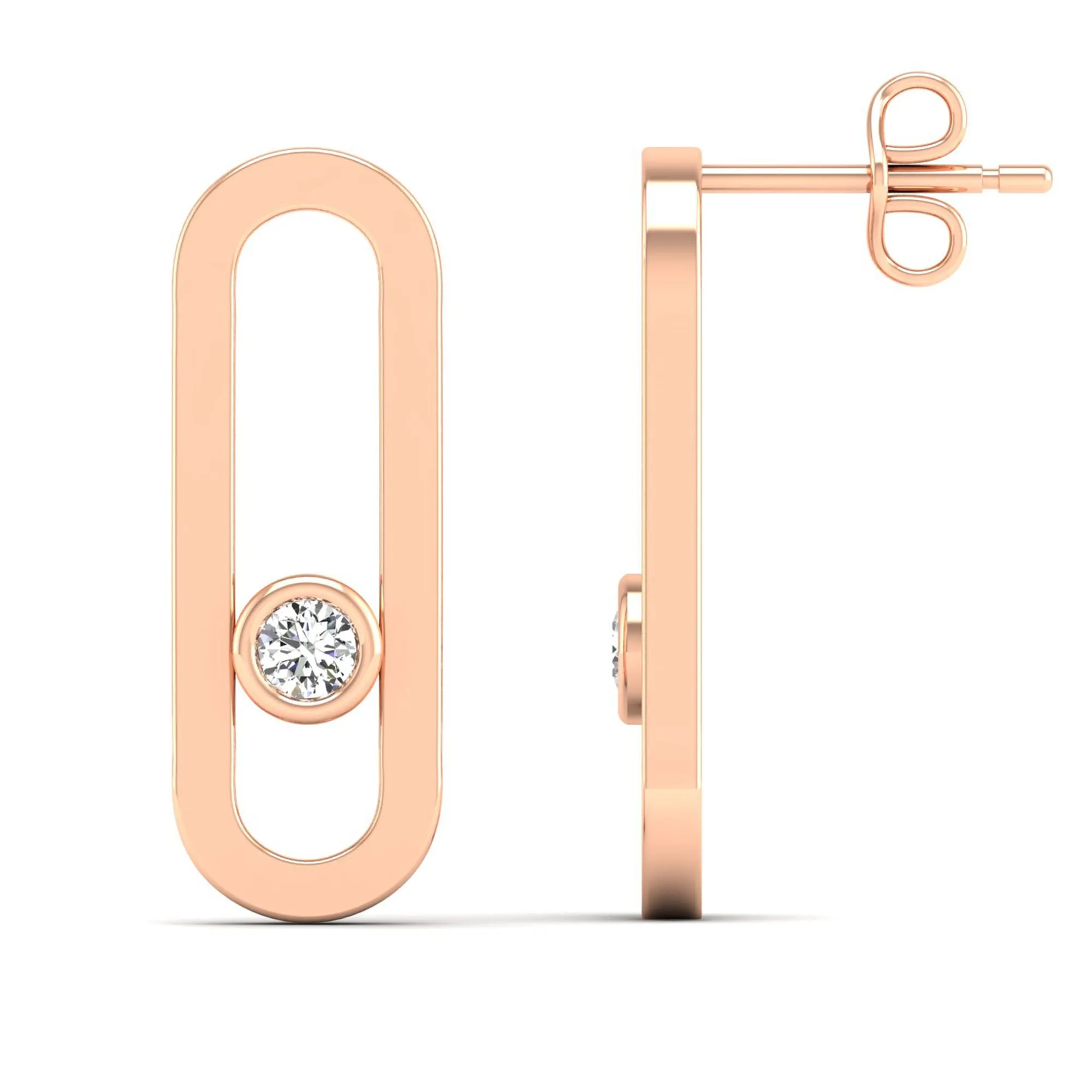 Paperclip Bezel-Set Diamond Earrings