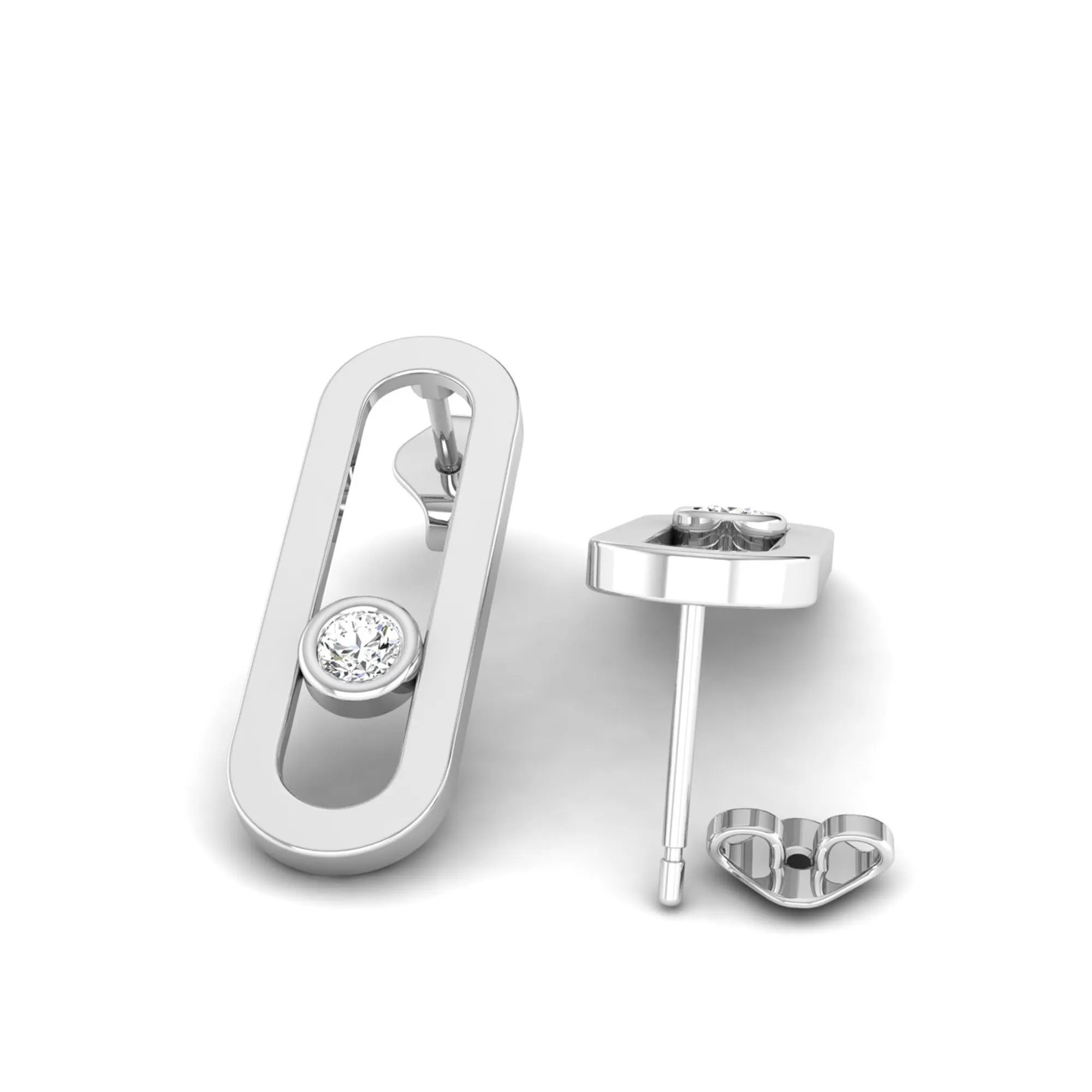 Paperclip Bezel-Set Diamond Earrings