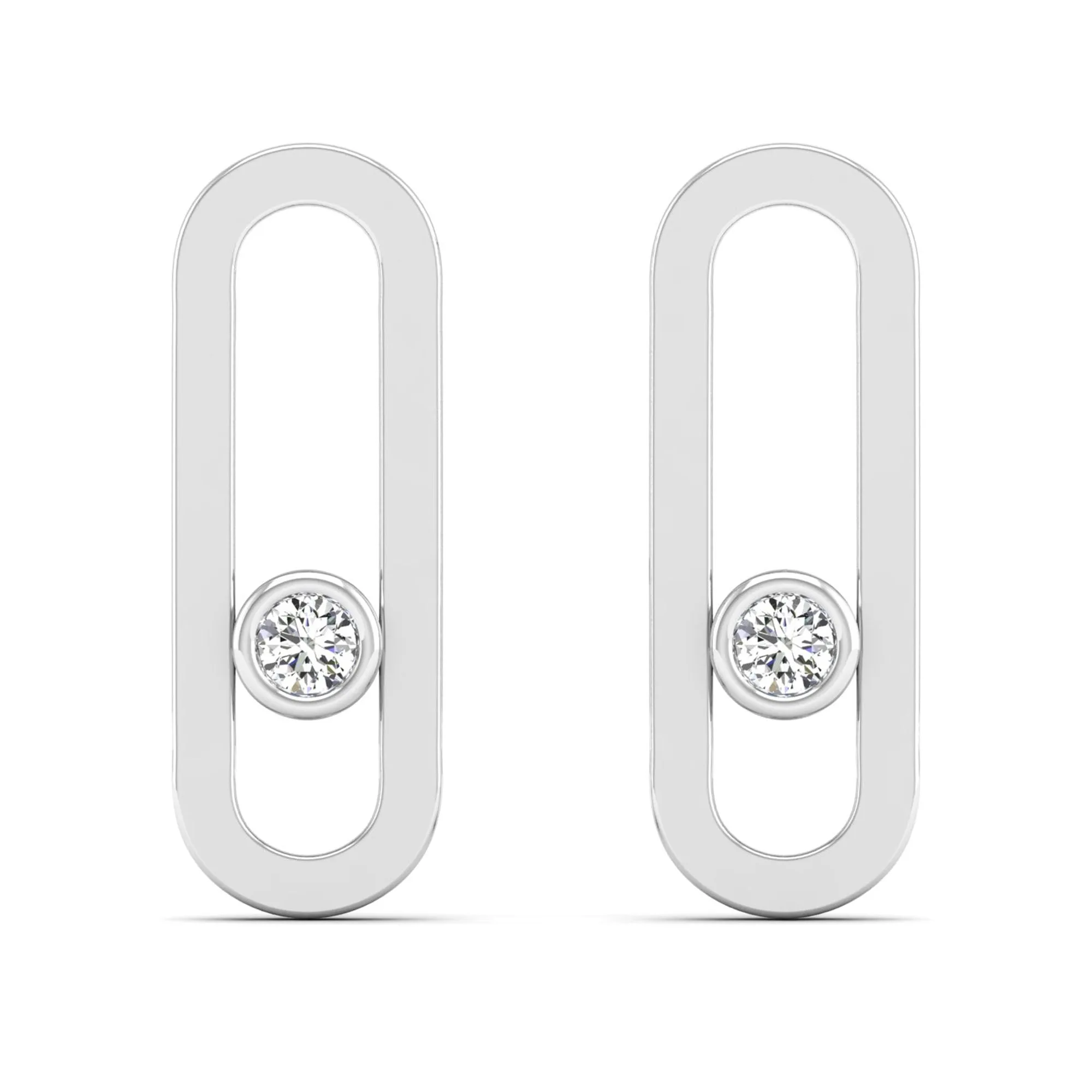 Paperclip Bezel-Set Diamond Earrings