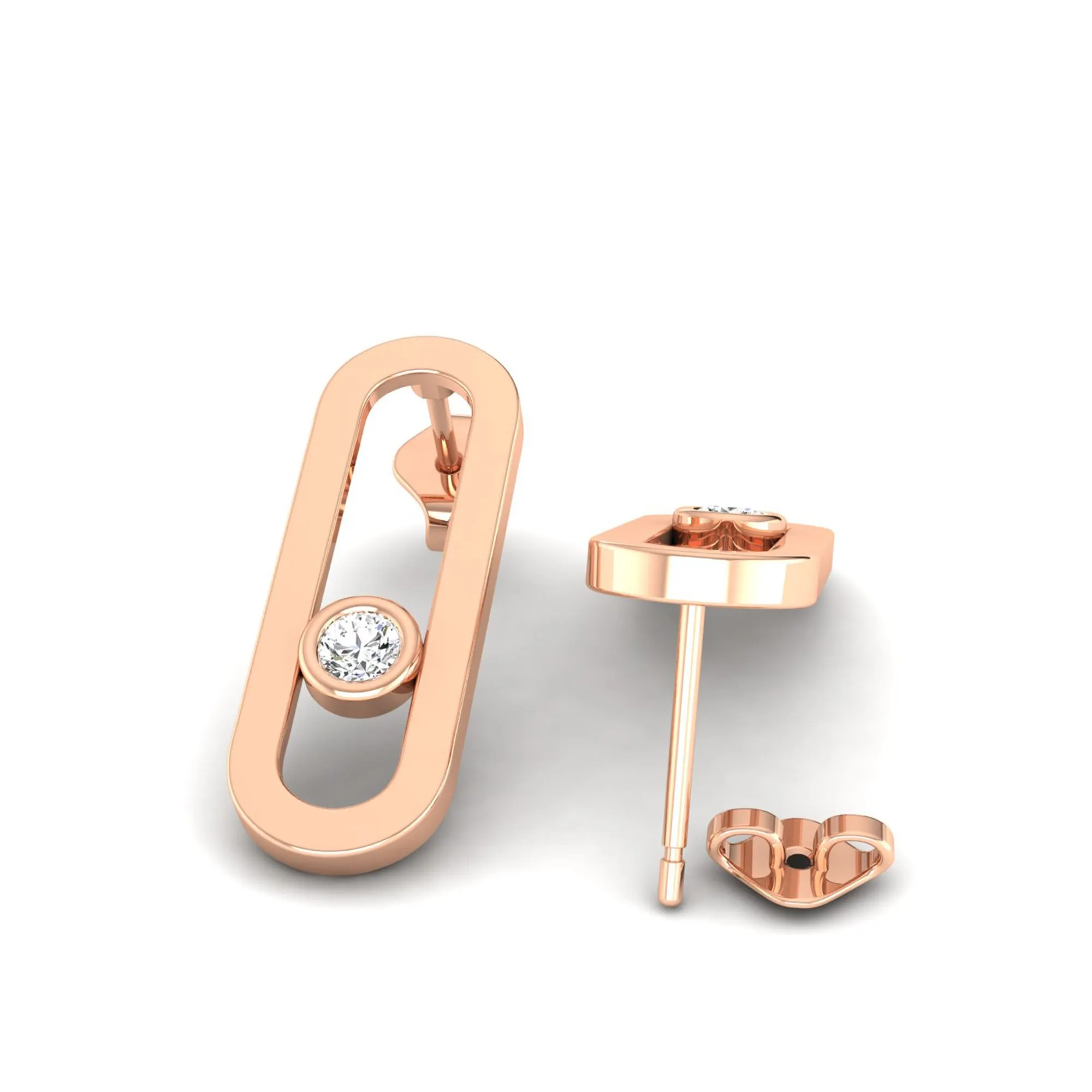 Paperclip Bezel-Set Diamond Earrings