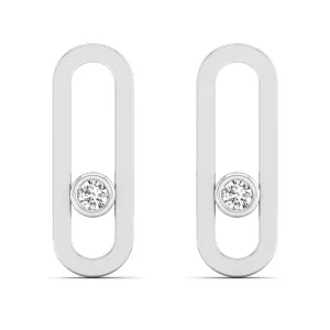 Paperclip Bezel-Set Diamond Earrings