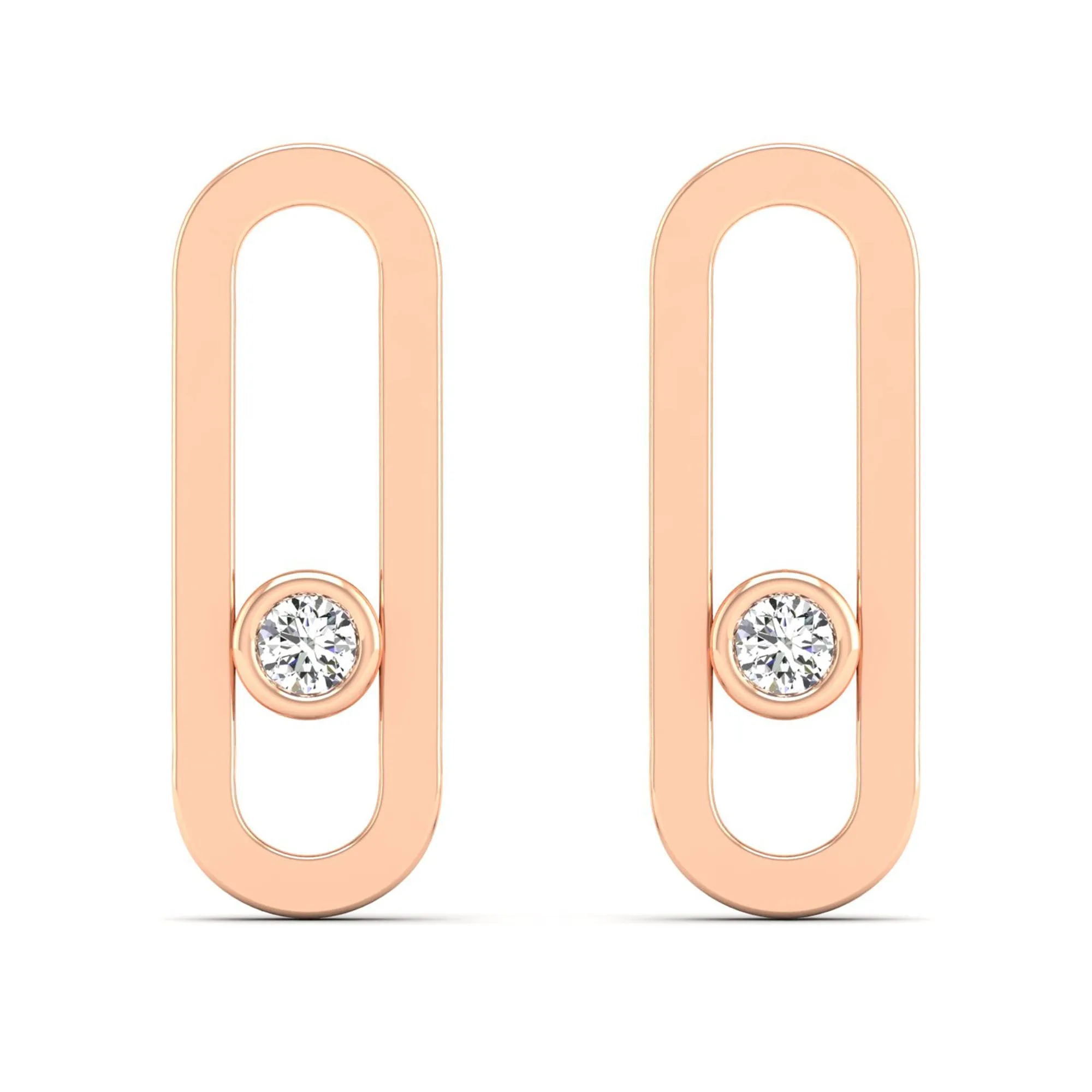 Paperclip Bezel-Set Diamond Earrings