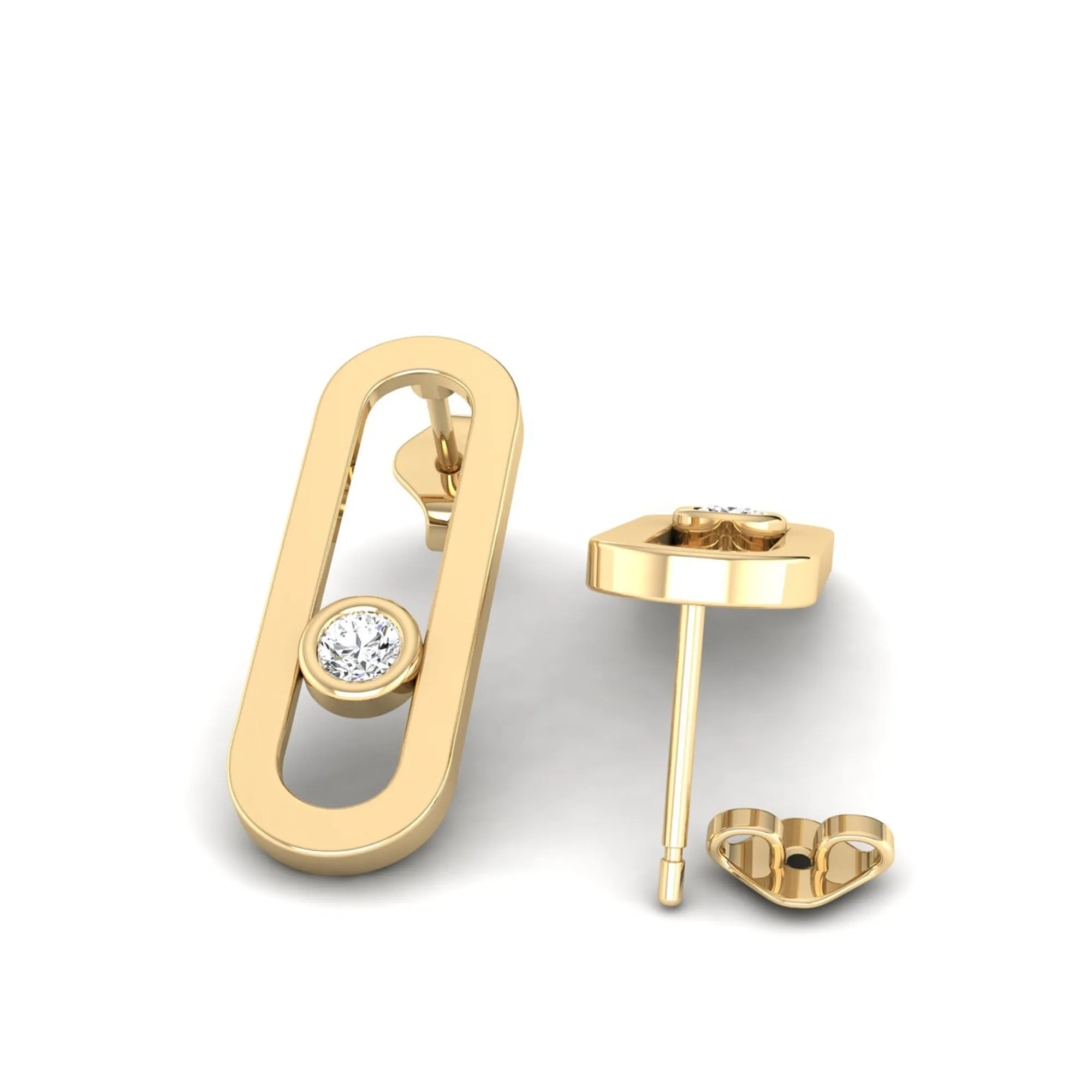 Paperclip Bezel-Set Diamond Earrings