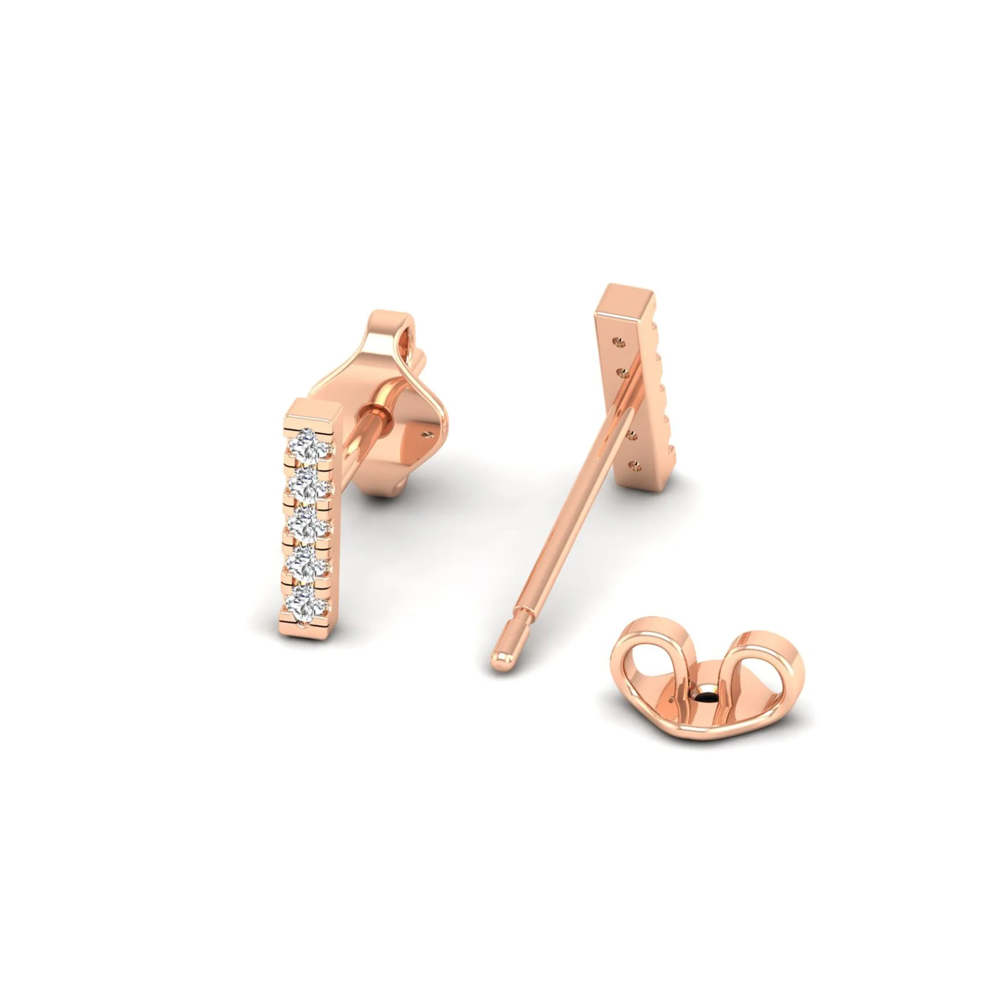 Pavé Bar Diamond Stud Earrings