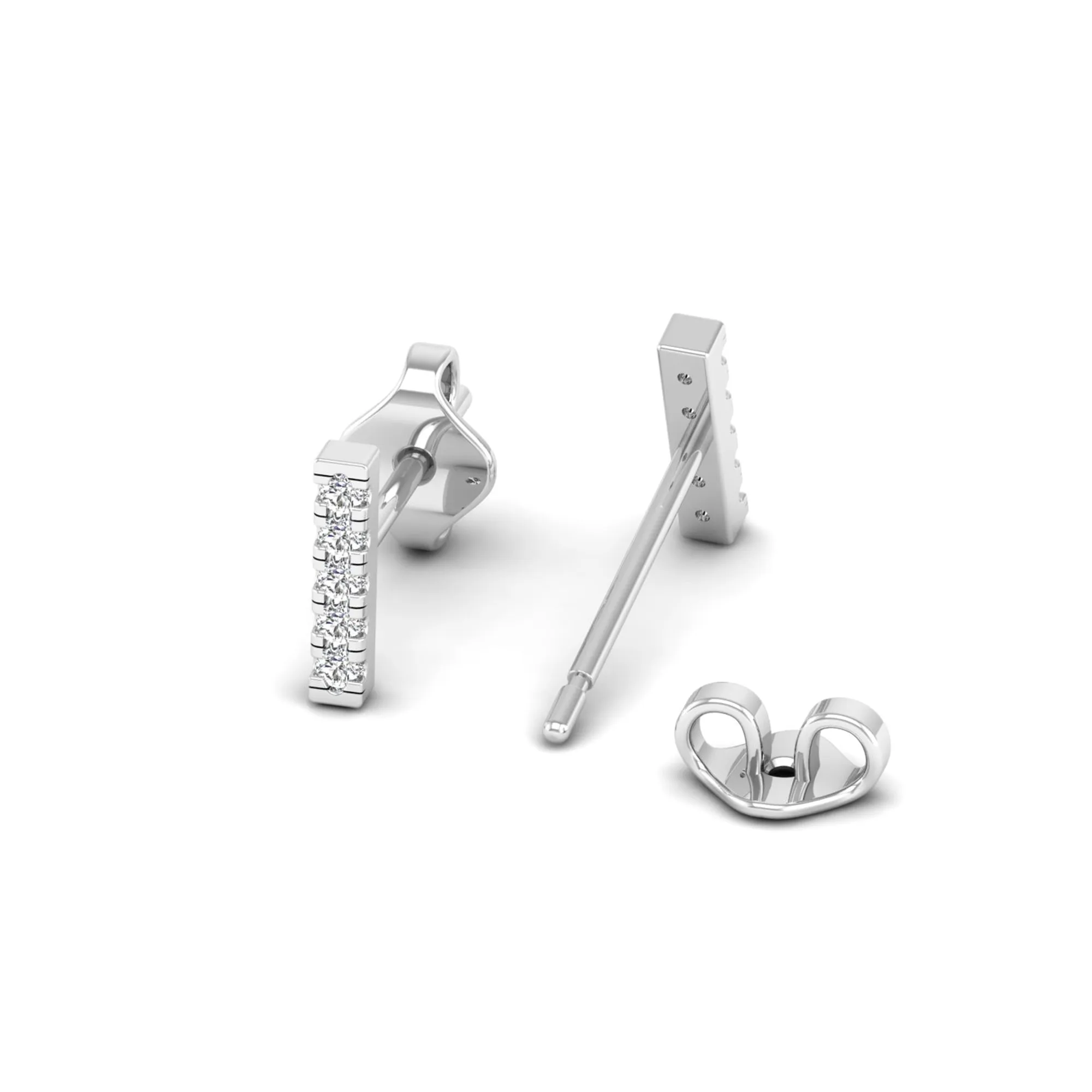 Pavé Bar Diamond Stud Earrings