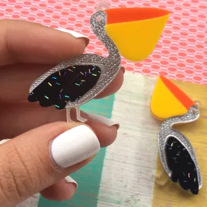 Pelicans for Earrings / 12 Pieces, 50mm