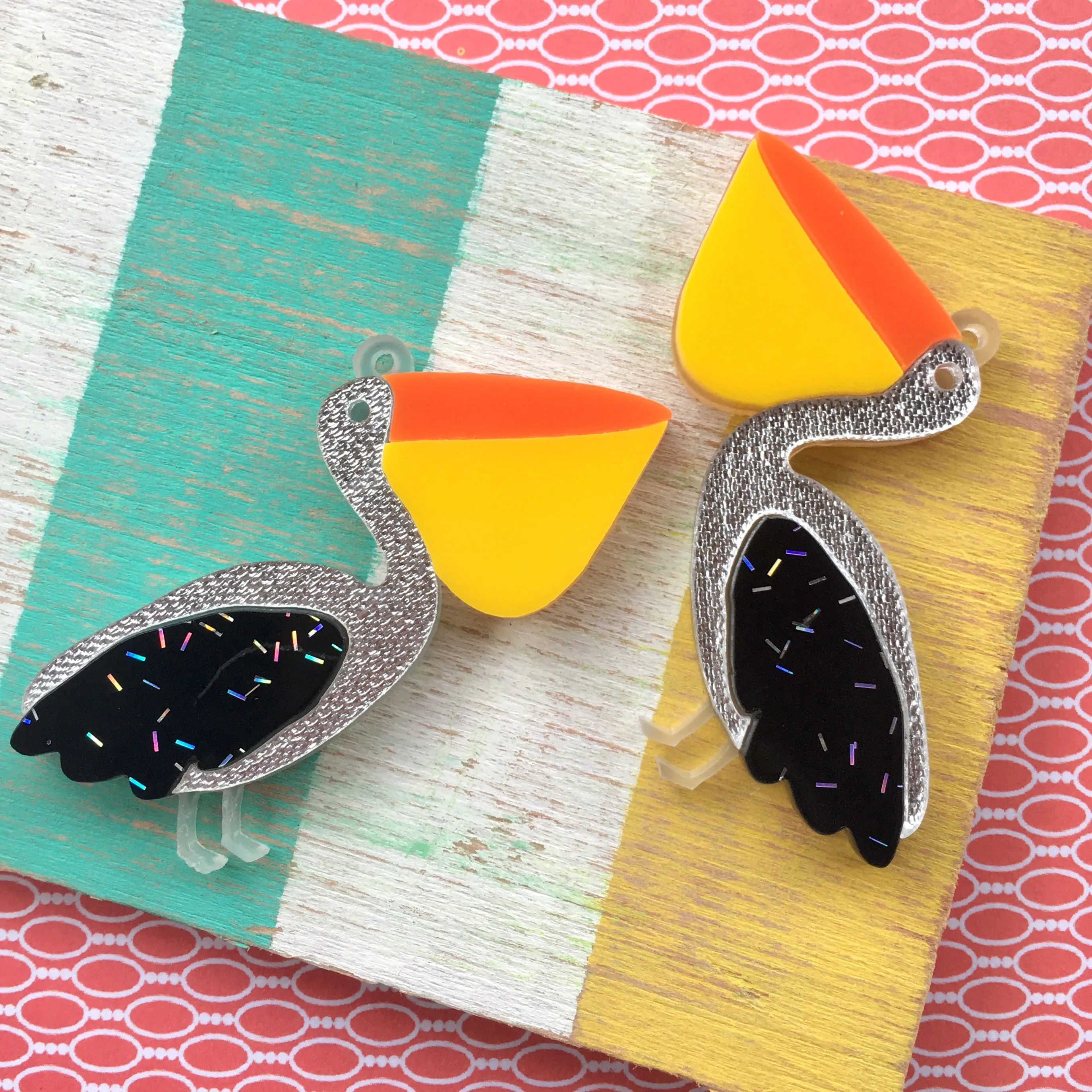 Pelicans for Earrings / 12 Pieces, 50mm