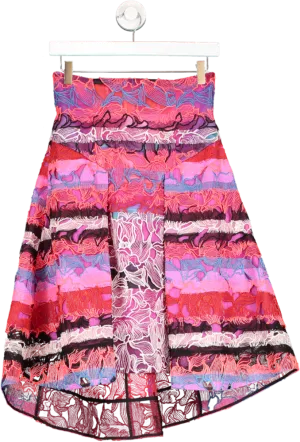 Peter Pilotto Multicoloured Multi Layered Orchid Lace Skirt UK 8