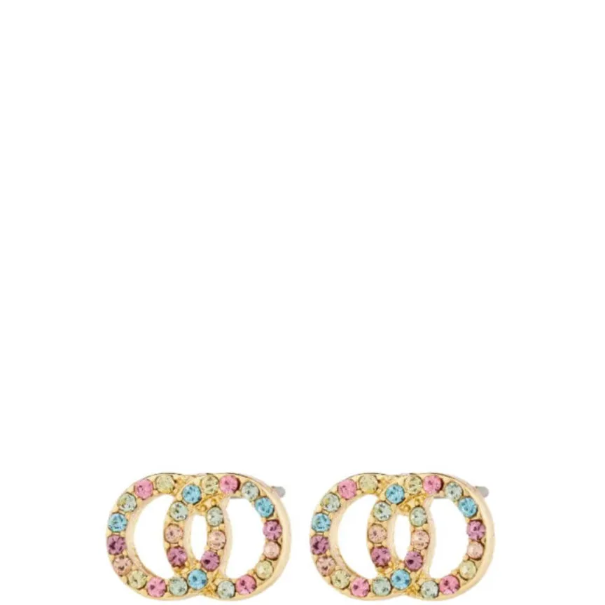 Pilgrim Jolina Gold Entwined Circles Small Stud Earrings - Multi