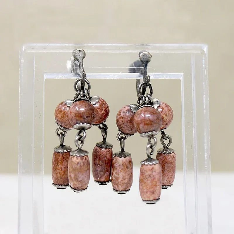 Pink Ceramic Bead Necklace & Earring Set