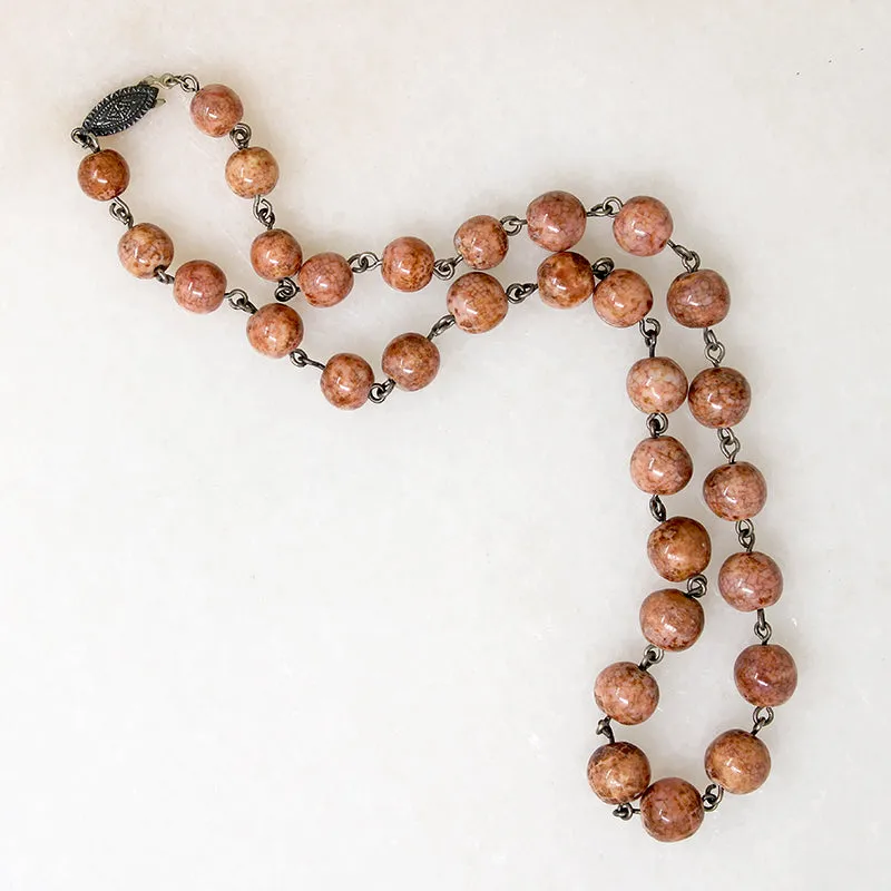 Pink Ceramic Bead Necklace & Earring Set