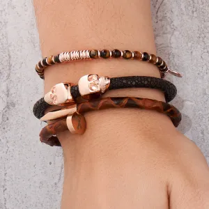 Pink Gold Brown Bracelet Combination