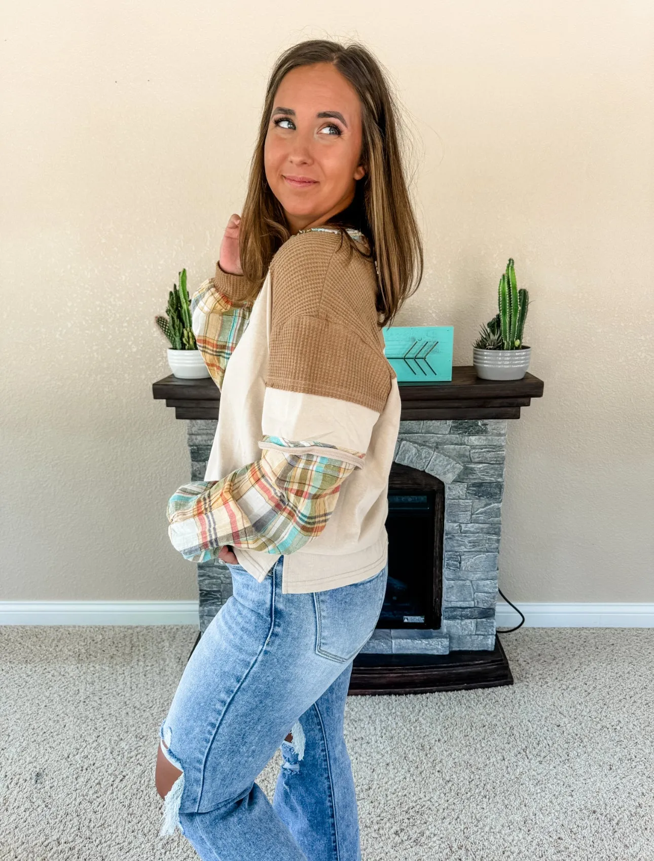 Plaid Double Layered Top