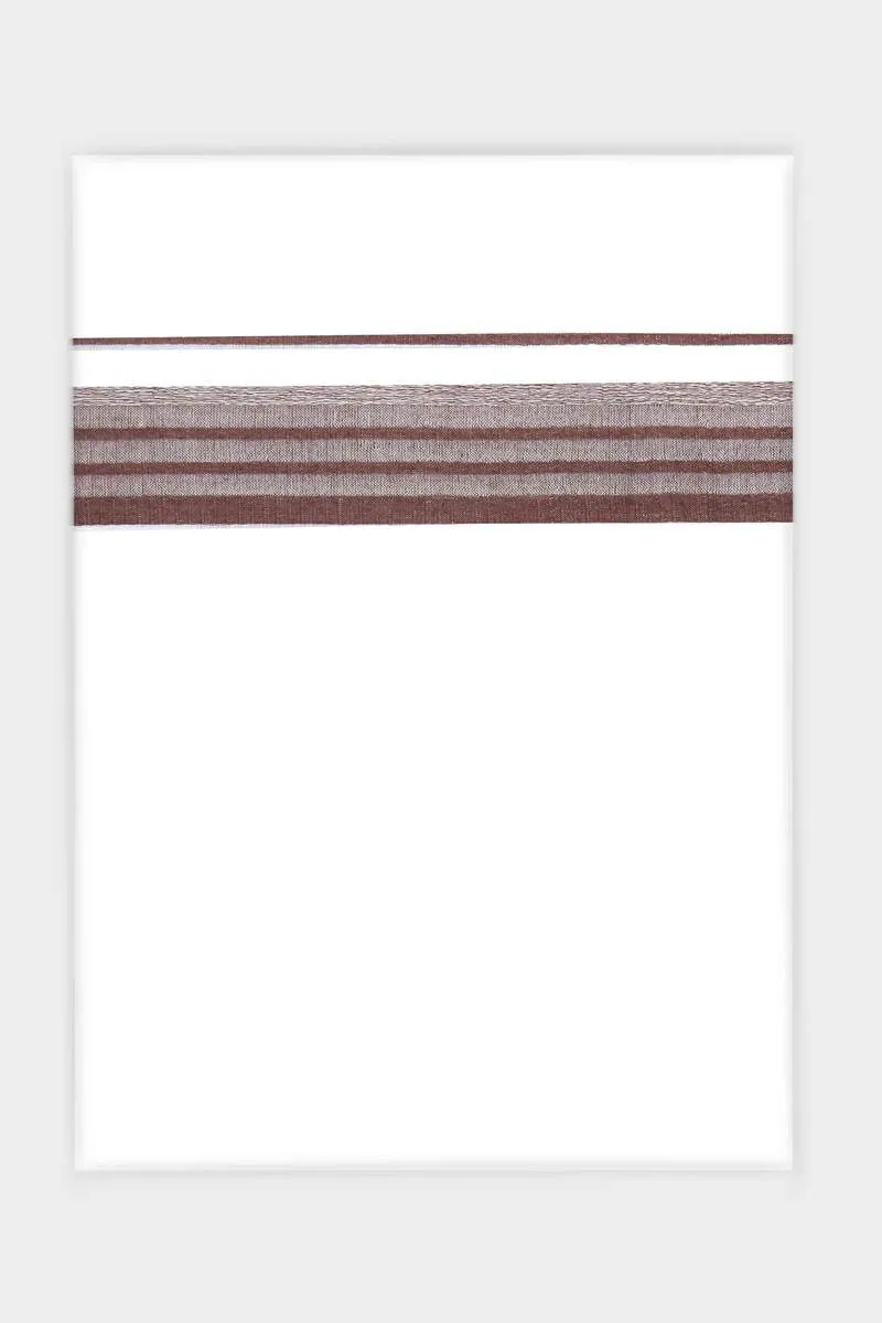 Pleasant Navya - Brown Smooth Cotton Double Layered Dhoti With Fancy Borders | Uathayam