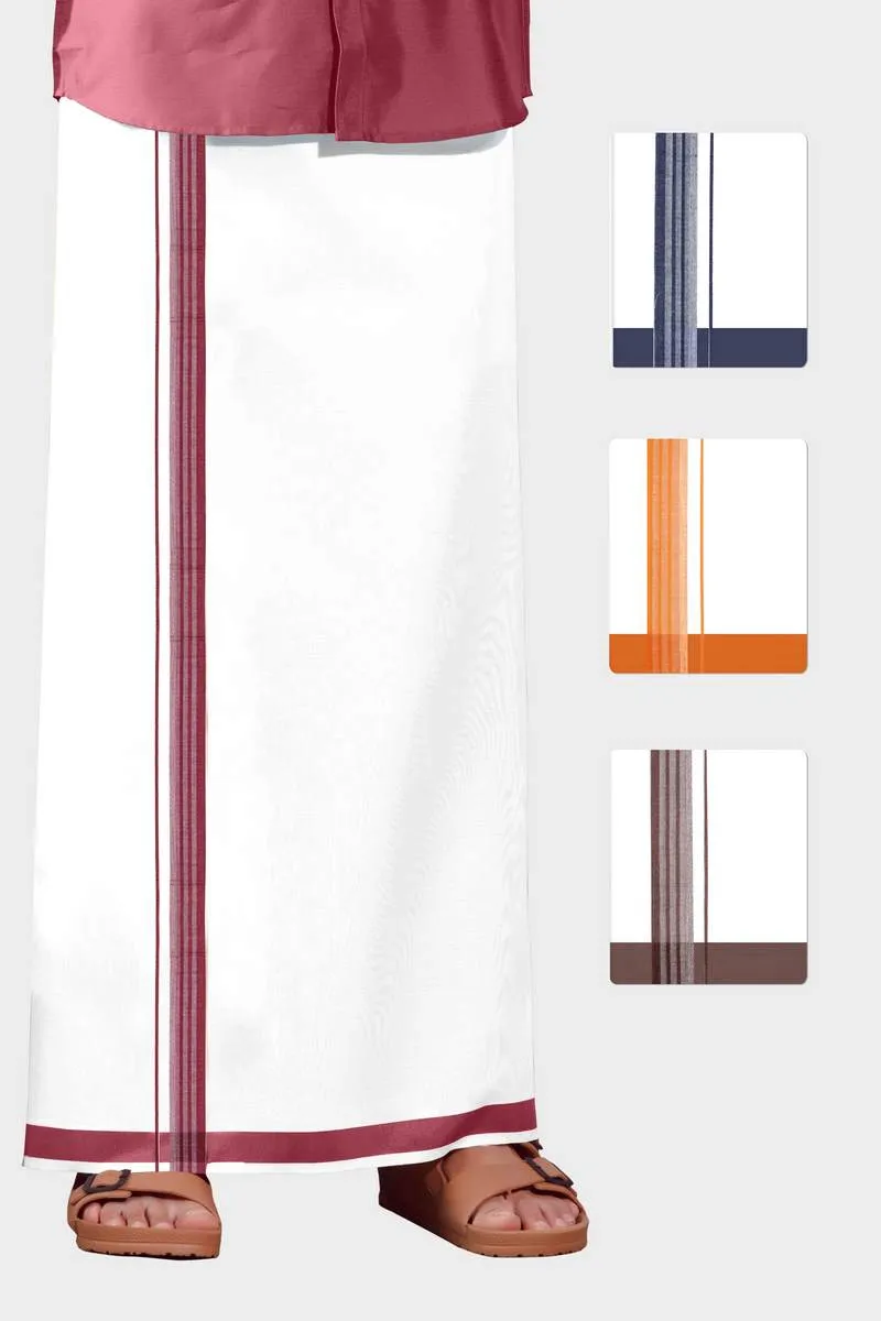 Pleasant Navya - Brown Smooth Cotton Double Layered Dhoti With Fancy Borders | Uathayam