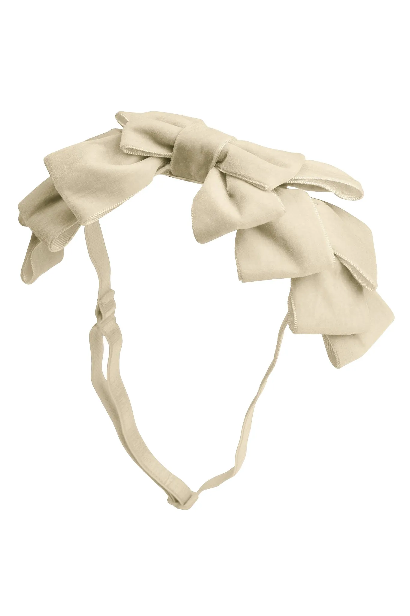 Pleated Ribbon Velvet Wrap - Cream