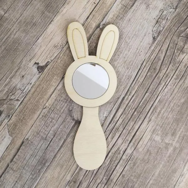 Plywood and Acrylic Mirror - Handheld Bunny