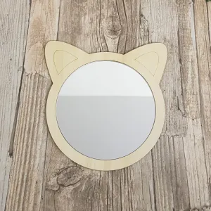 Plywood and Acrylic Mirror - Round Cat